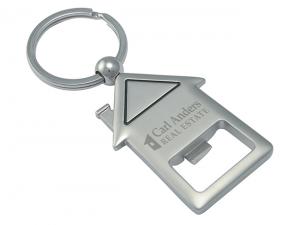 House Shaped Metal Keyrings With Bottle Opener