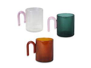 Retro Ribbed Glass Mugs (320ml)