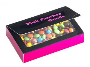 M&M Filled Custom Printed Boxes With Business Card