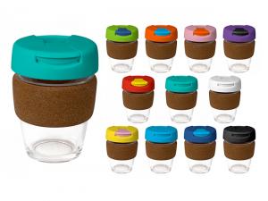 India Glass Cups mit Flip Lid &amp; Cork Band (340ml)