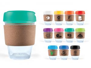 Mix &amp; Match Flip Deckel Glas Kaffeetassen mit Korkbändern (320ml)