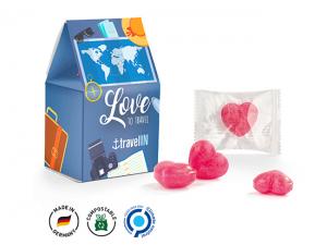 Eco Paper Stand-Up Boxes Filled With Cherry Hearts (20g)