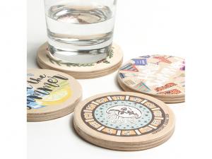 Printed Chunky Plywood Coasters - Round (9mm)