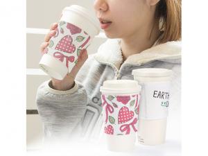 Wiederverwendbare Kaffeetassenhüllen aus Eco-Baumwolle (12 Unzen) - Weiß gebleicht
