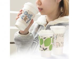 Wiederverwendbare Kaffeetassenhüllen aus Eco-Baumwolle (12 Unzen) - Naturweiß