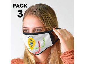 Pack Of 3 White Cotton Face Masks - 3 Layer (150gsm)