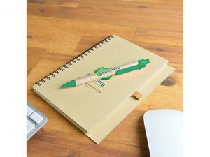 Ungebleichte Eco Spiral Cardboard Notebooks mit Stiften