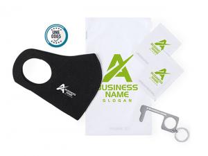 Hygienic Sets With Reusable Face Mask And Anti Contact Keyring