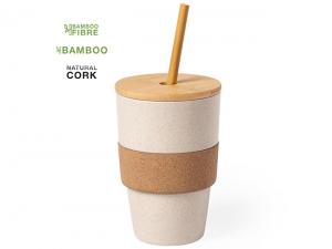 Bamboo And Cork Tumblers With Straw (450ml)