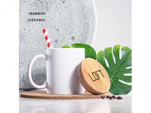 Ceramic Mugs With Bamboo Lid (370ml)