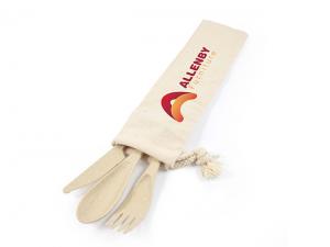 Eco Wheat Fibre Cutlery Sets In Calico Pouch