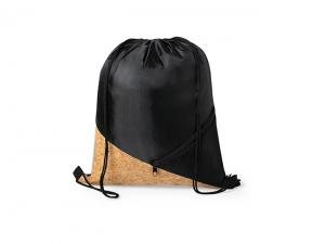 Black Eco Cork Drawstring Backpacks (210D)