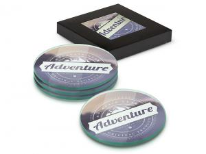 Round Full Colour Glass Coaster Sets (Set Of 4)
