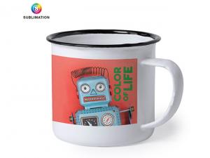 Full Colour Printed Enamel Mugs With Black Trim (380ml)