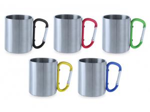 Stainless Steel Mugs With Carabiner Handle (210ml)