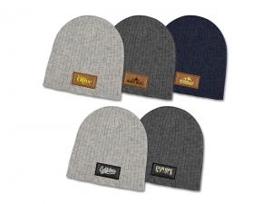 Cable Knit Beanies With Leatherette Patch