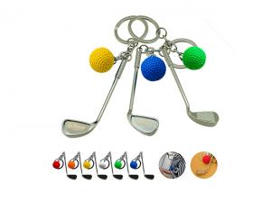 Golf Club Metal Keyrings With Ball