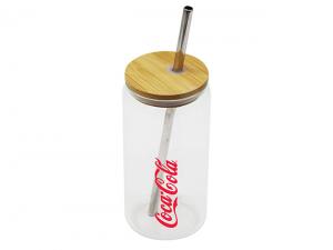 Glass Tumblers With Stainless Steel Straw (500ml)