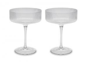 Ribbed Coupe Glasses (220ml) - Set of 2