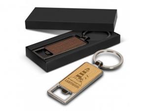 Bottle Opener Keychains with Wooden Front