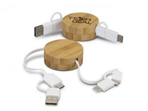 Bamboo Retractable Charging Cables