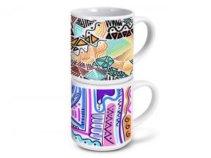 積み重ね可能なセラミックコーヒーマグ（フルカラープリント、375ml）