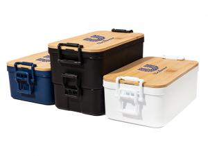 Umweltfreundliche Doppelstock-Lunchboxen (Recycelt, Bambusdeckel)