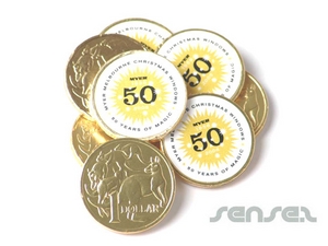 Dollar Chocolate Coins With Stickers
