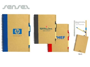 Große Recyclingpapier Notebooks mit Kugelschreiber