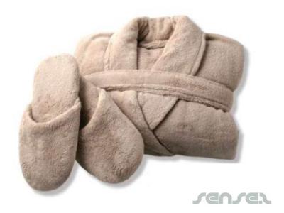 Fleece Bathrobe and Slipper Sets