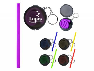 Travel Silicon Straws With Keyring Pouches