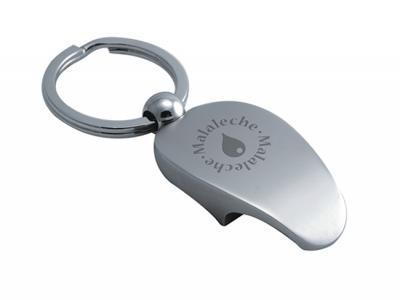 栓抜き付きの刻印付きメタルキーホルダー