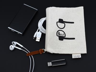 Calico Earphone Pouches (12.5cm x 17cm)
