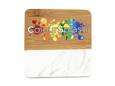 Eco Marble & Bamboo Coaster Sets (4Pcs)