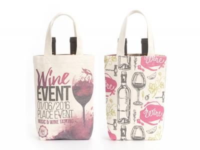 Cotton Canvas Double Wine Bottle Bags (12oz)