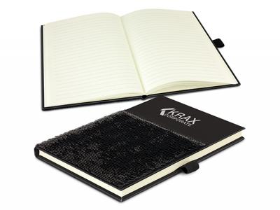 Hard Cover Notebooks With Sequins Panel (A5)
