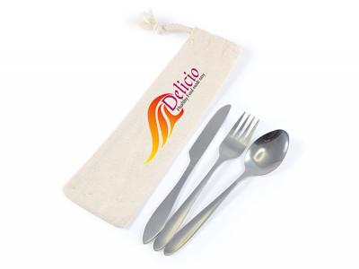 Stainless Steel Cutlery Sets In Calico Pouch