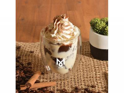 オプションの竹蓋付きホウケイ酸ガラスカップ（350ml）