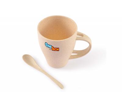 スプーン付き小麦繊維コーヒーカップ（330ml）