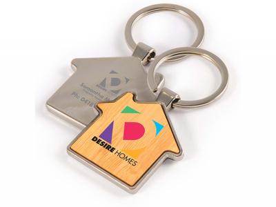 House Shaped Bamboo Keyrings