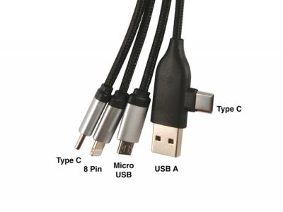 4-in-1-Ladekabel mit beleuchtetem quadratischem Aufsatz