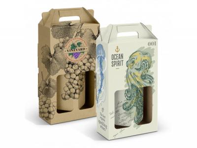 Double Wine Presentation Boxes with Carry Handle