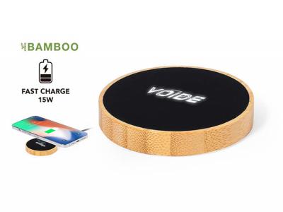 環境に優しい竹製ラウンド型ワイヤレス充電器