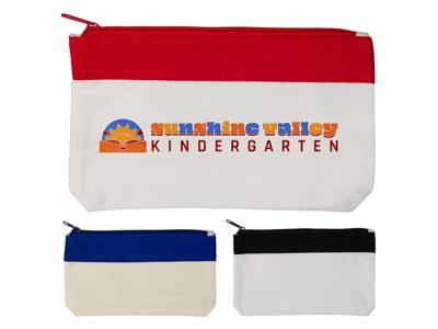 Canvas Pencil Cases with Contrast Stripe