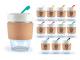 Eco Flip Lid Glass Coffee Cups With Cork Bands (320ml)