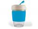 Eco Flip Lid Glass Coffee Cups With Silicone Bands (320ml)